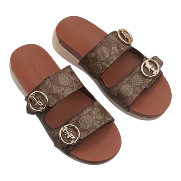 Coach Gable Signature Double Buckle Sandals Size 8B - Picture 11 of 12